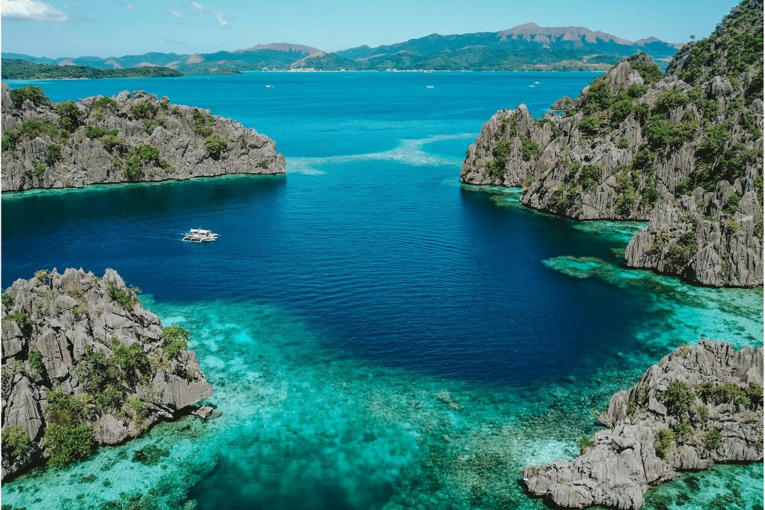Aerial view of a marine and coastal lagoon